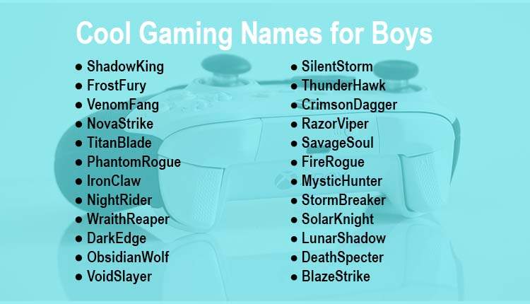 Cool Gaming Names for Boys