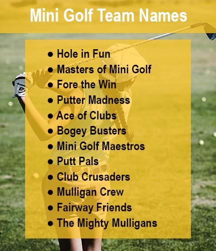 Mini Golf Team Names