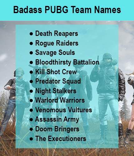 Badass PUBG Team Names