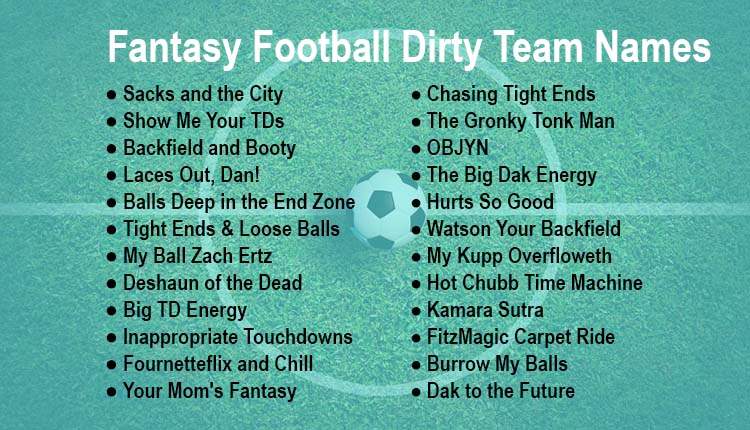 Fantasy Football Dirty Team Names